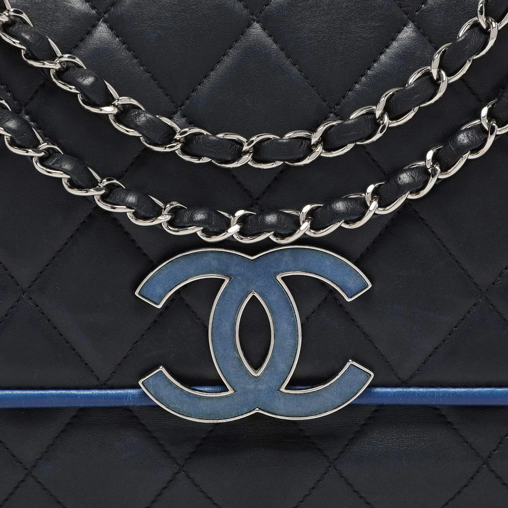 Chanel Chanel Navy Blue Quilted Leather Divine Flap Bag 5