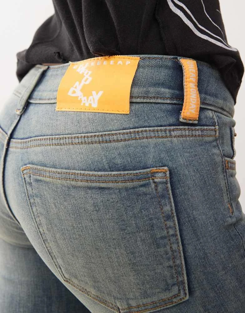 Cheap Monday Cheap Monday Booty Bei stretch low rise bootcut jeans in puddly blue tinted wash 3
