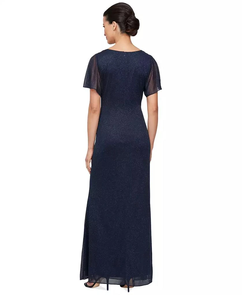 SL Fashions Petite Flutter-Sleeve Embellished Glitter Gown 3