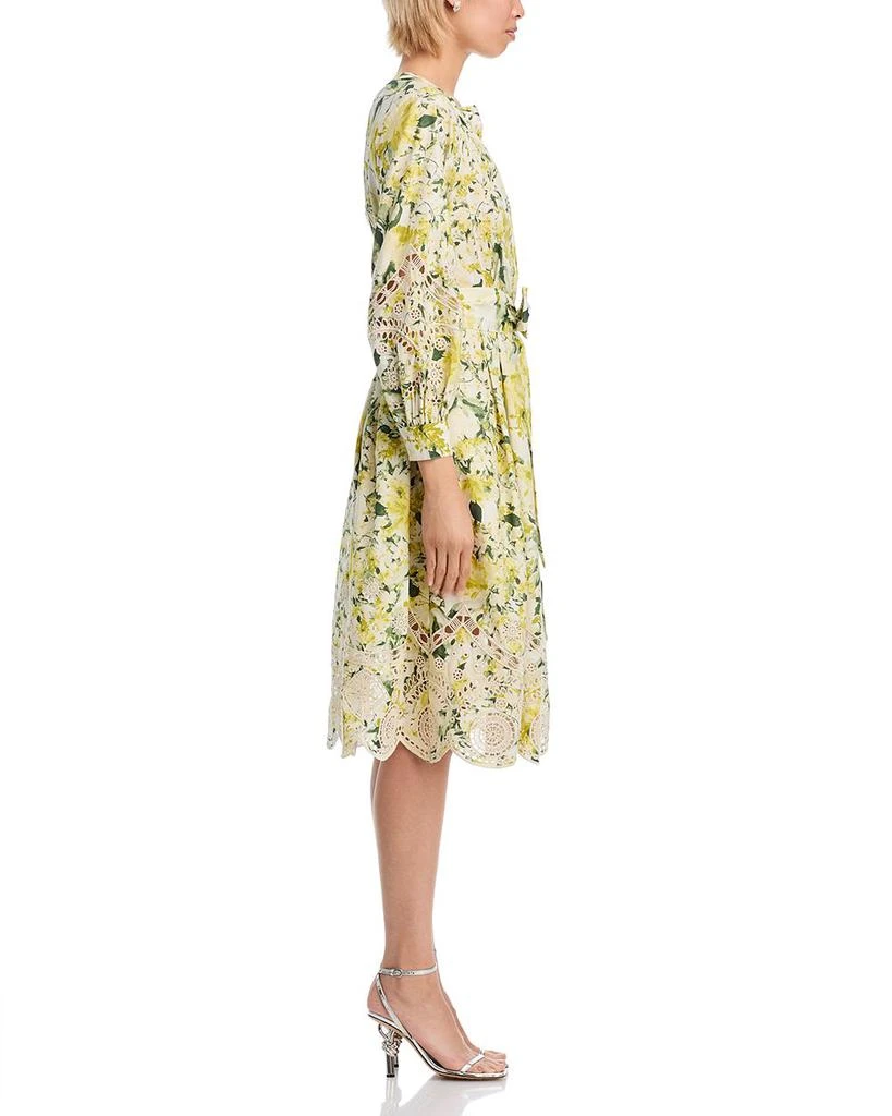 Teri Jon Cotton Print Eyelet Trim Dress 5