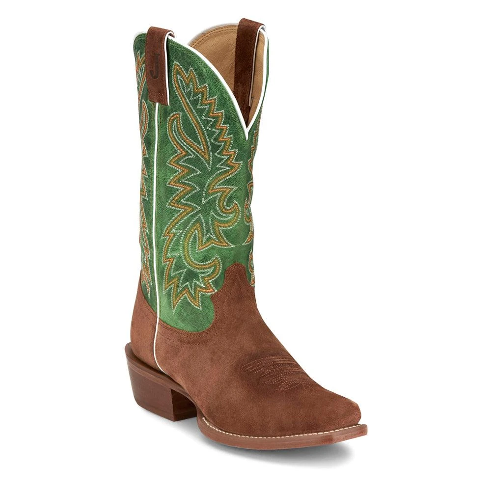 Justin Boots Jimmy Medium Square Toe Embroidered Cowboy Boots 2