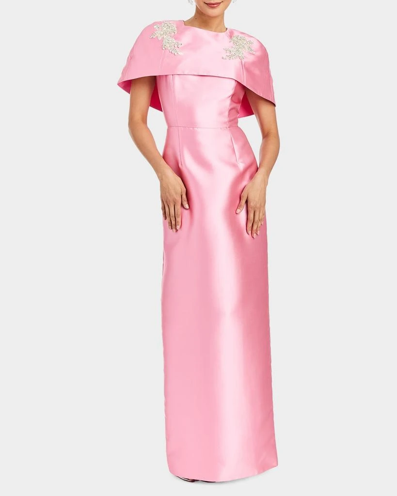 Mestiza New York Eve Rhinestone-Embellished Cape Column Gown 2