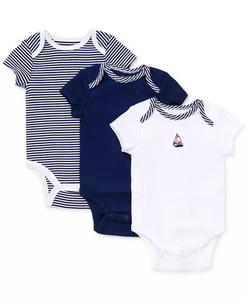 Little Me Baby Boys Sailboat Short Sleeved Bodysuits, Pack of 3 1