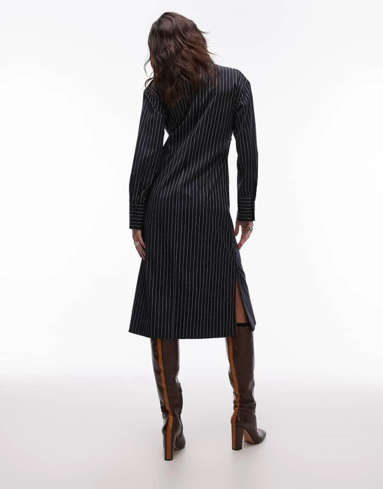 ARKET ARKET midaxi asymmetric button front shirt dress in navy stripe 4