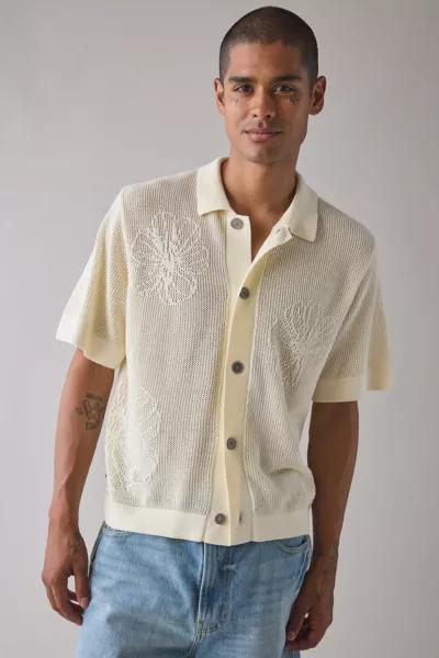 Obey OBEY UO Exclusive Floral Open Knit Short Sleeve Polo Sweater