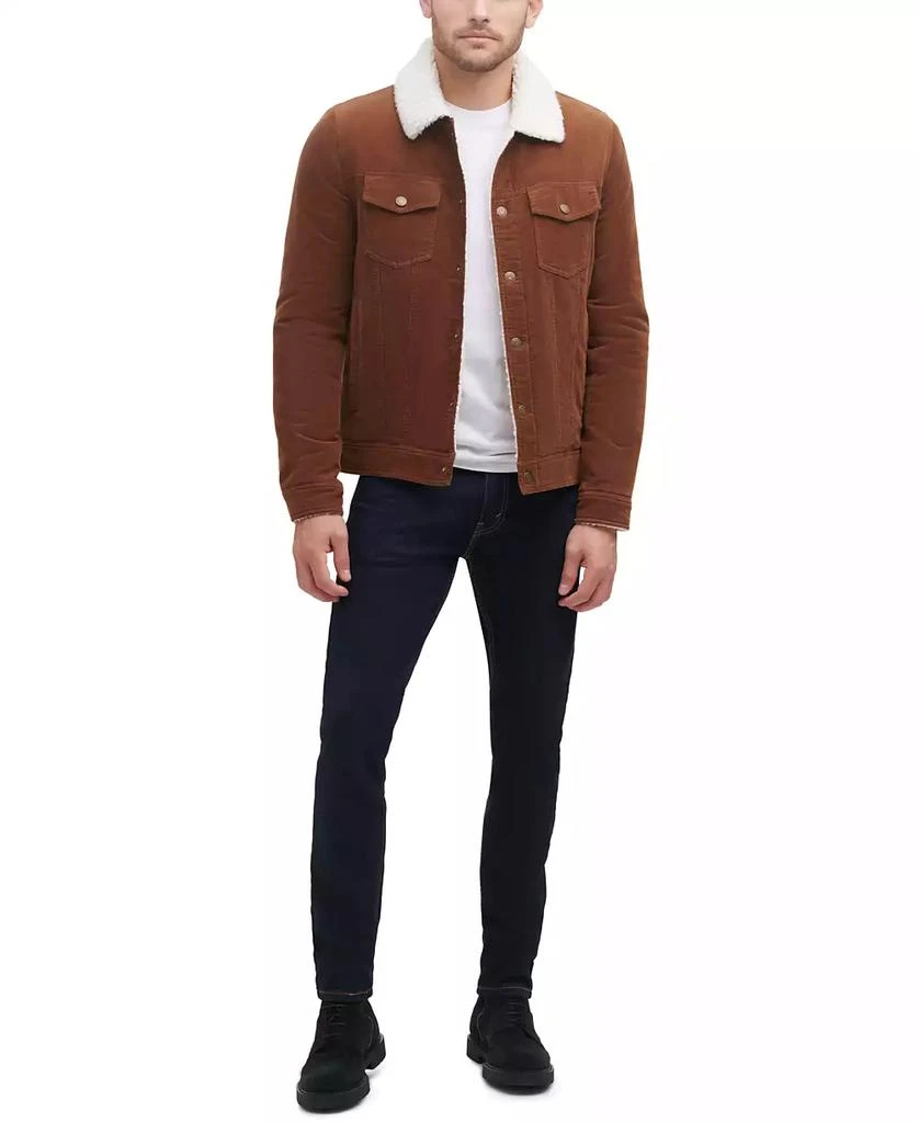 GUESS Men's Corduroy Bomber Jacket with Sherpa Collar 5