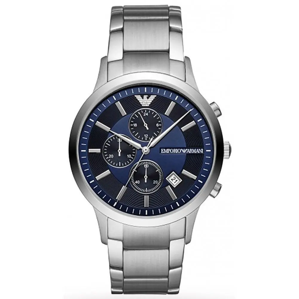 Emporio Armani Emporio Armani - Mens Chronograph Watch Silver/Blue 2