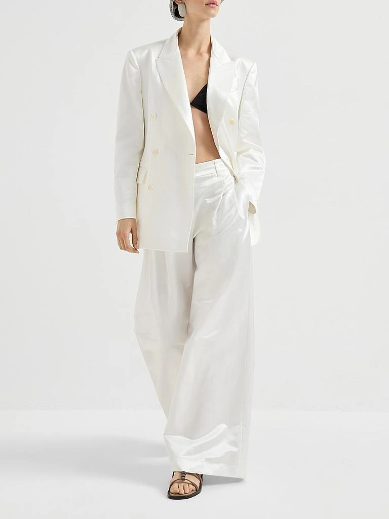 Brunello Cucinelli Cotton and Silk Satin Blazer with Monili 6