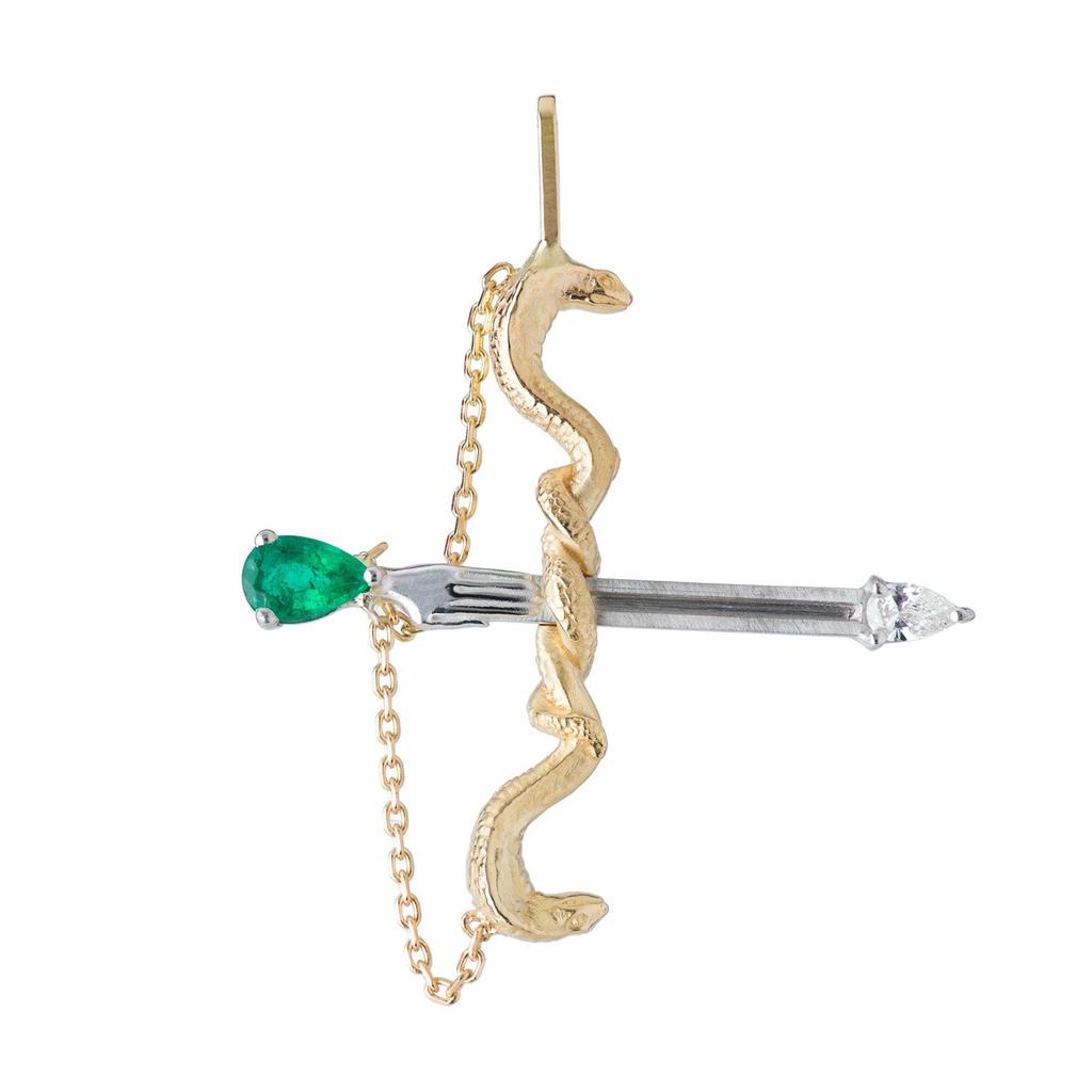 Mozafarian Emerald and diamond sagittarius pendant