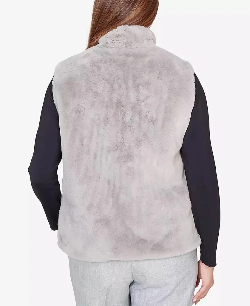 Alfred Dunner Women's  Stockbridge Plush Faux Fur Zip Front Vest Jacket 5