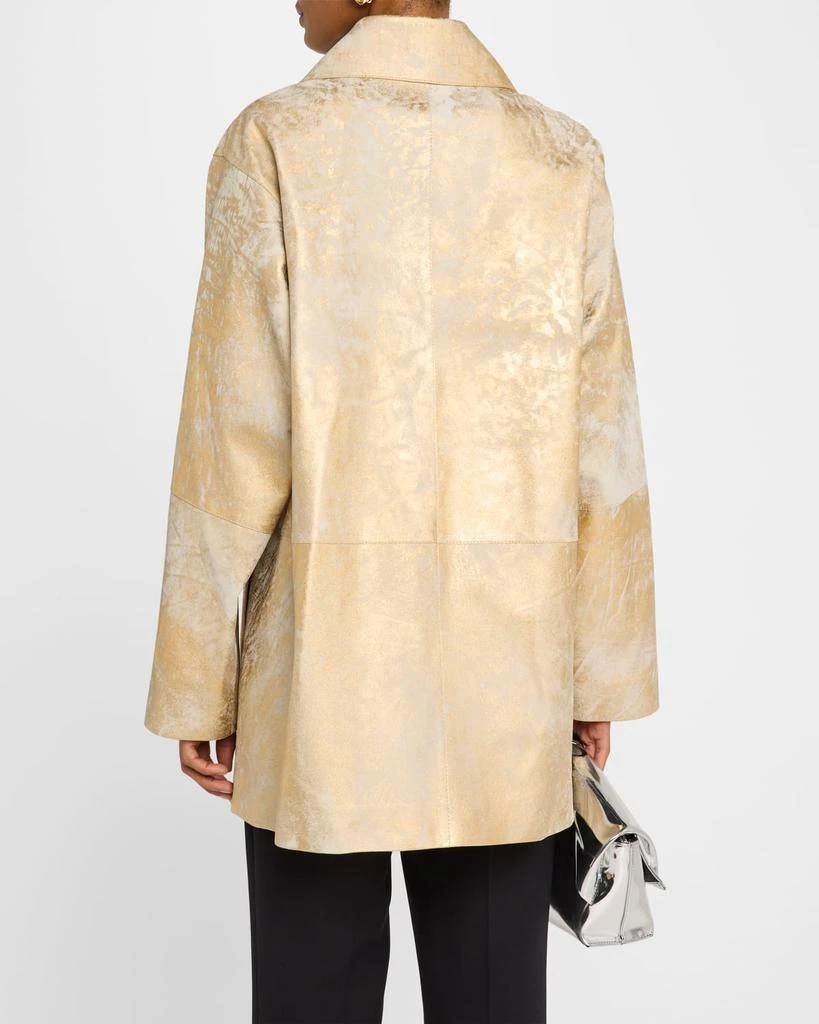 Lafayette 148 New York Oversized Metallic Leather Swing Coat 3