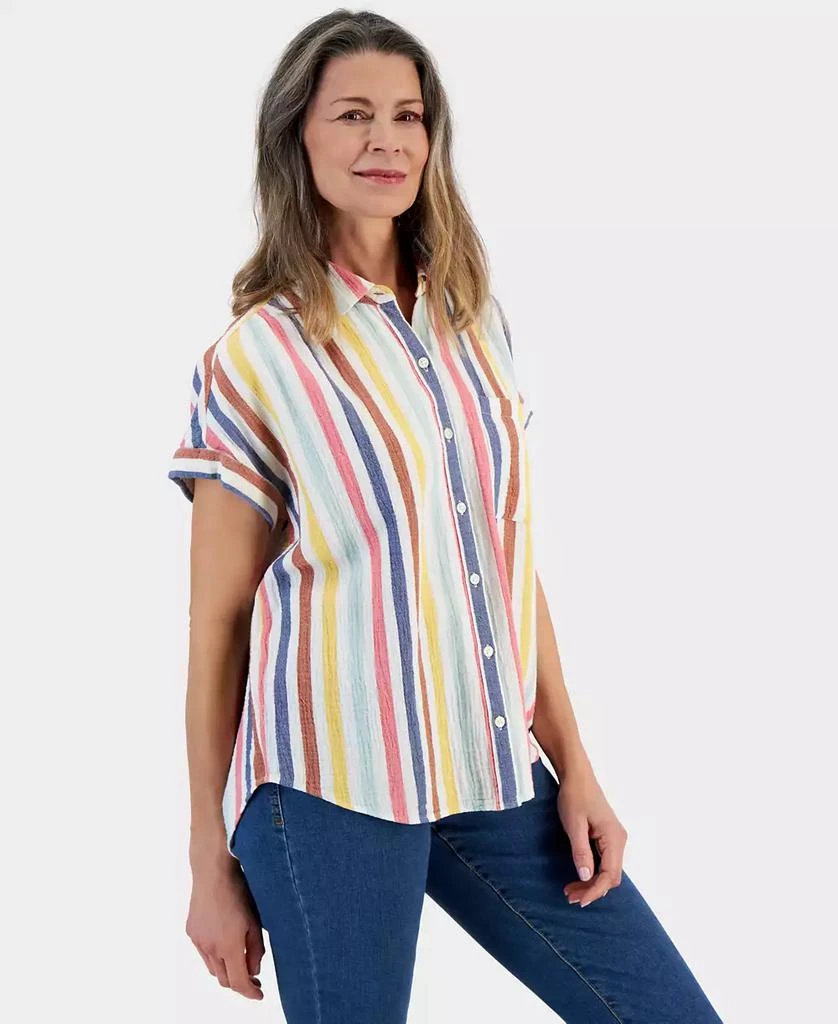 Style & Co Women's Cotton Gauze Short-Sleeve Button Up Shirt, Created for Macy's 1