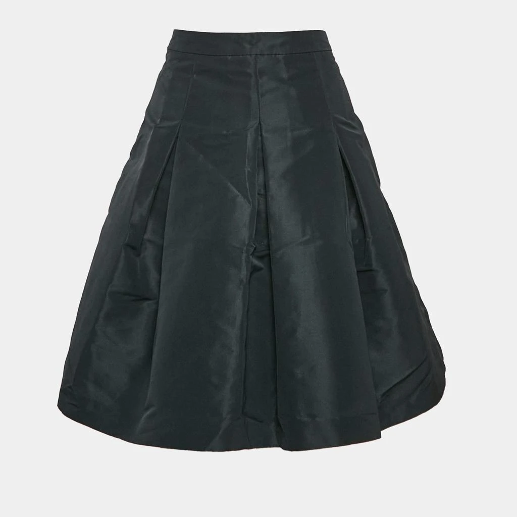 RED Valentino RED Valentino Black Faille Pleated Knee Length Skirt M 1