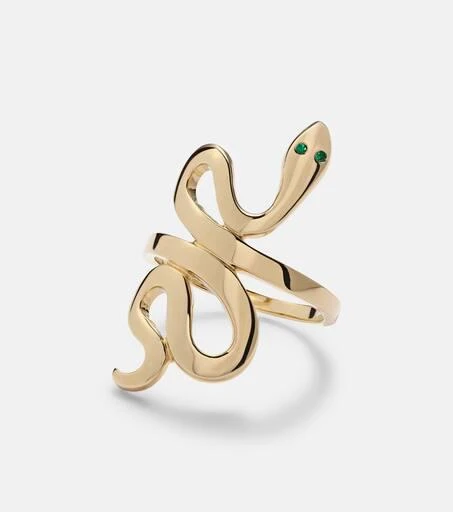 Ileana Makri 18kt gold ring with emeralds 1