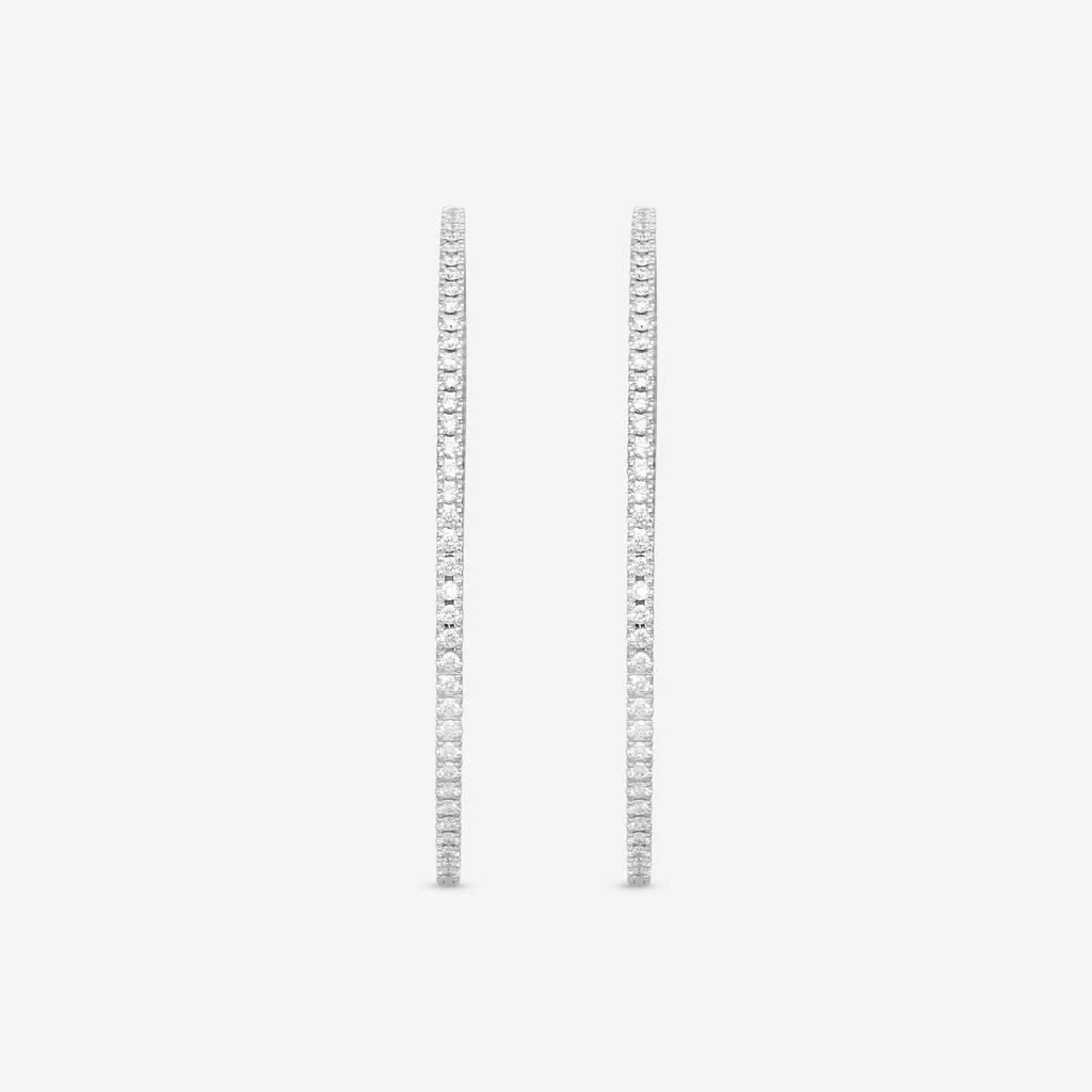 Mémoire Mémoire 18K White Gold Diamond Oval Hoop Earrings MOHE-0150TW 4