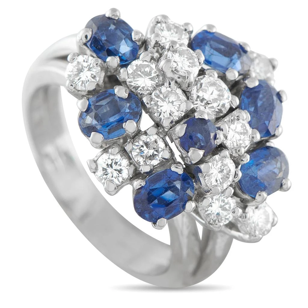 LB Exclusive 18K White Gold 0.90ct Diamond and Sapphire Ring MF35-011626