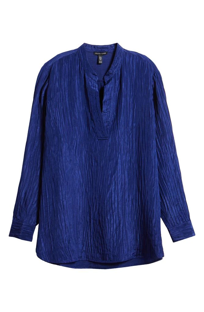 Eileen Fisher Mandarin Collar Textured Stretch Silk Tunic 5