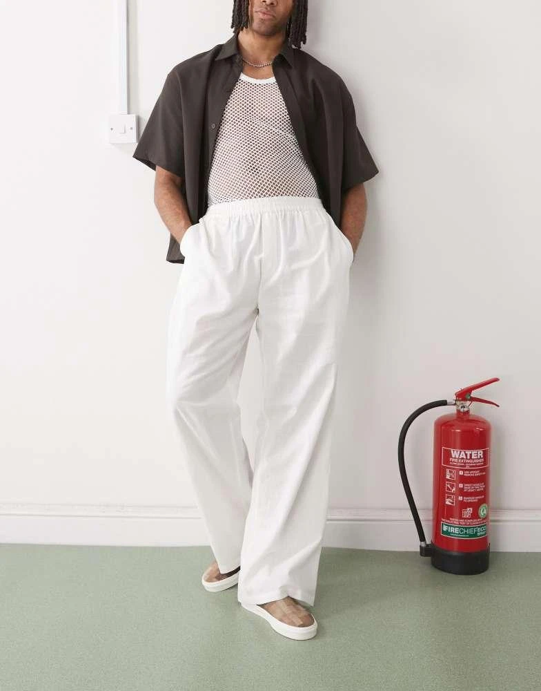 COLLUSION COLLUSION relaxed woven trouser with linen in white - WHITE 1