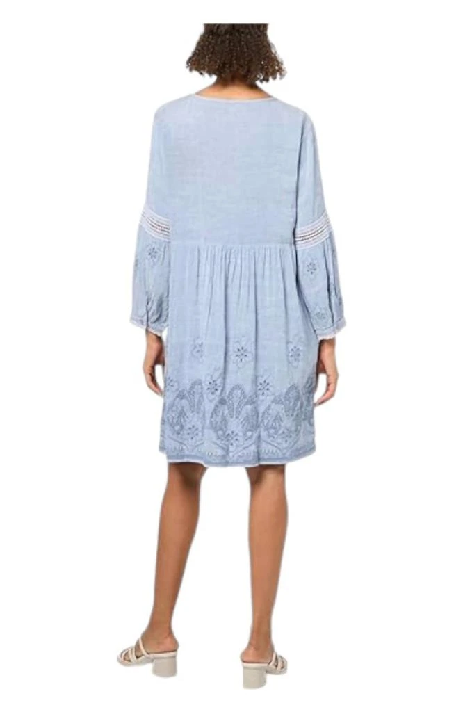 EMBROIDERED EASY FIT DRESS - Heather BLUE M