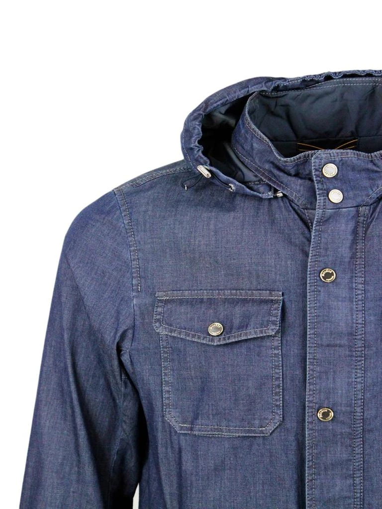 MOORER Moorer Long-Sleeved Hooded Denim Jacket 4