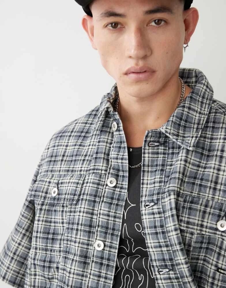 COLLUSION COLLUSION skater shirt in black & white check 4