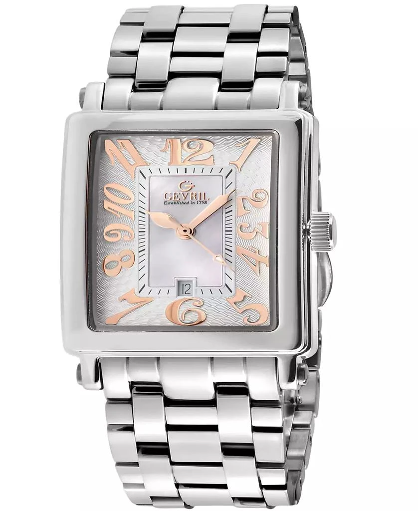 Gevril Women's Avenue of Americas Mini Swiss Quartz Silver-Tone Stainless Steel Bracelet Watch 32mm 1