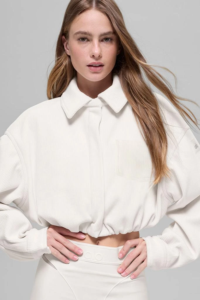 Alo Ribbed Velour Cropped Mountain Side Jacket - Winter Frost 1