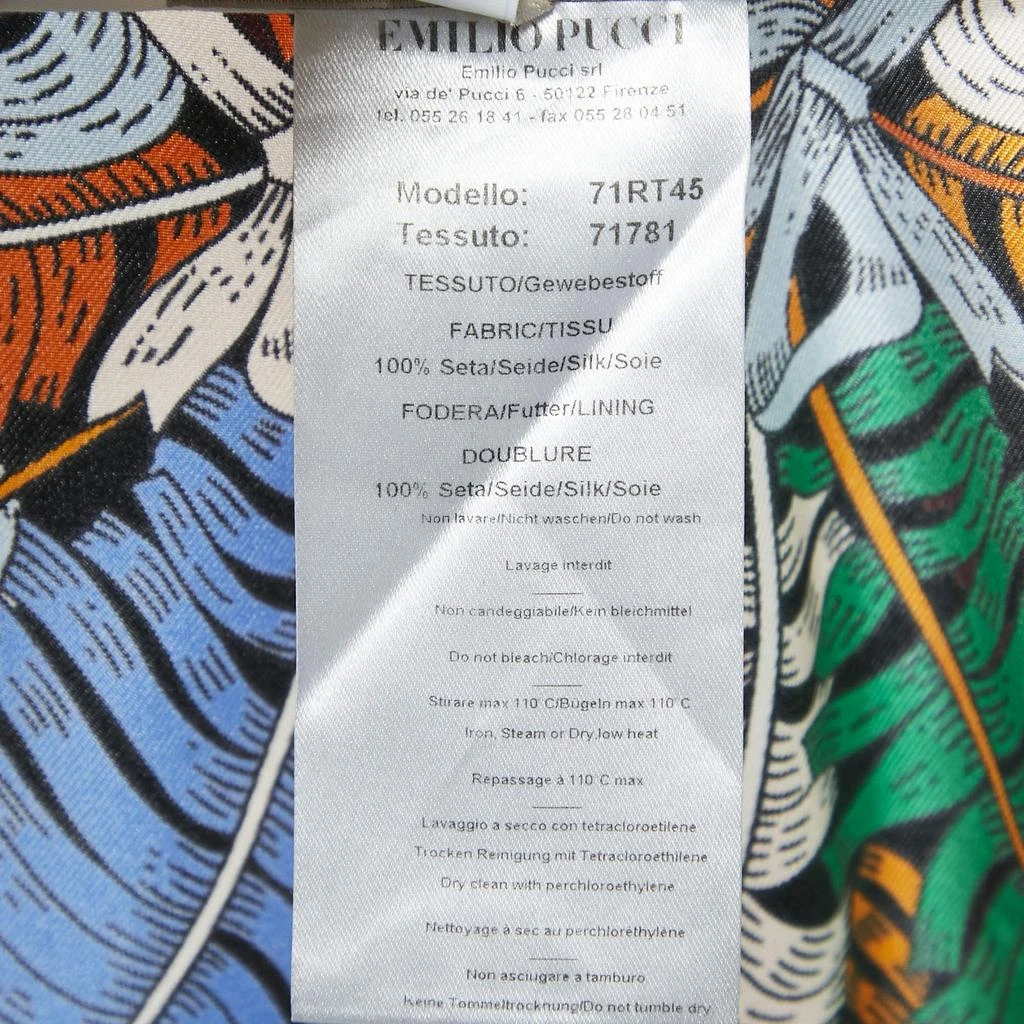 EMILIO PUCCI Emilio Pucci Multicolor Printed Silk Wide Leg Trousers L 6