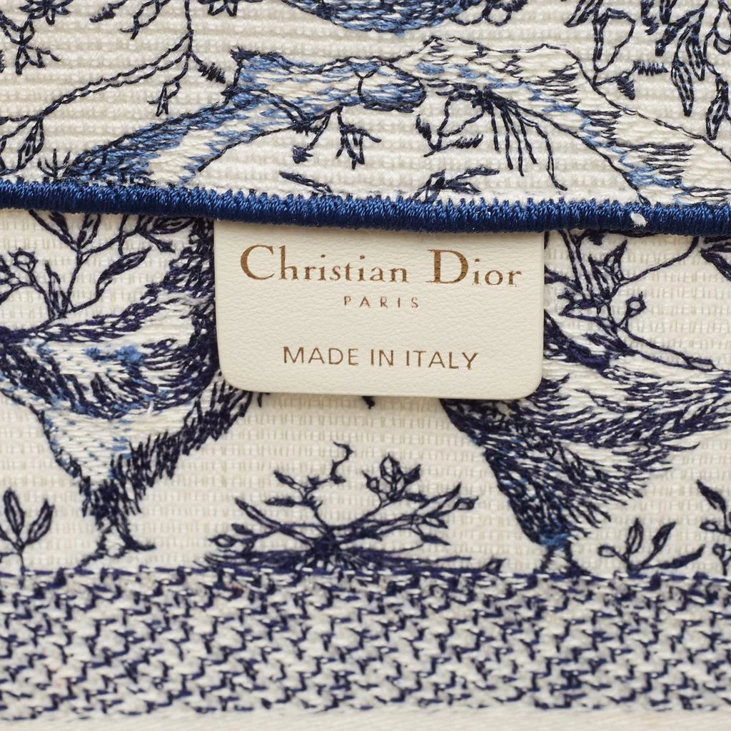 Dior Dior White/Blue Embroidered Toile De Jouy Soleil Canvas Medium Book Tote  9