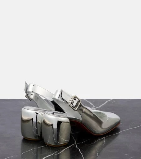 Christian Louboutin Minny 70 metallic leather slingback pumps 3