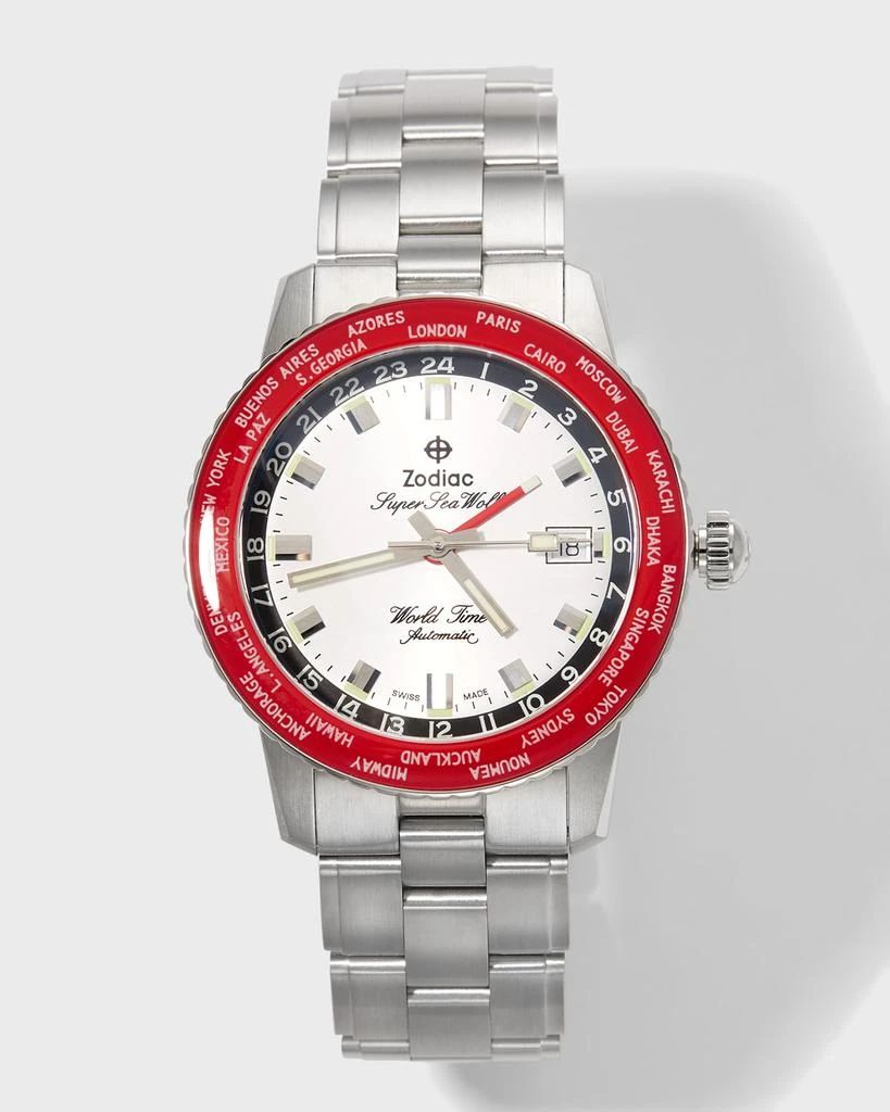 ZODIAC Men's Super Sea Wolf World Time Bracelet Watch 1