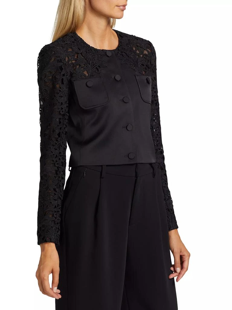Generation Love Cortez Lace-Trimmed Satin Crop Jacket 4
