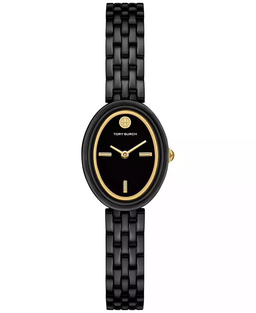 TORY BURCH 腕時計 Tory Burch Women's The Oval Black-Tone Stainless Steel Bracelet