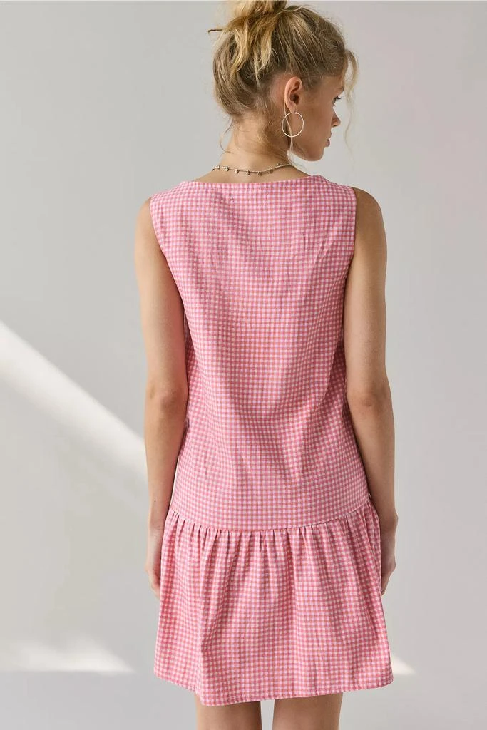 Motel Motel Margare Gingham Drop Waist Shift Mini Dress 3