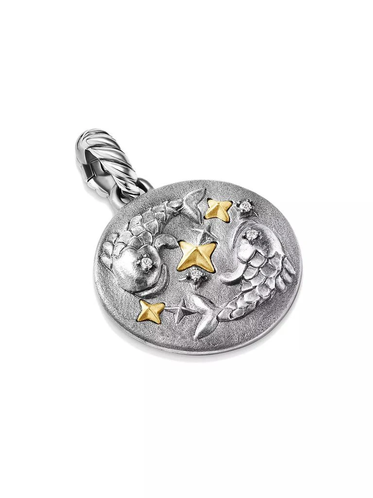 David Yurman Pisces Amulet in Sterling Silver with 18K Yellow Gold and Diamonds, 19MM 3