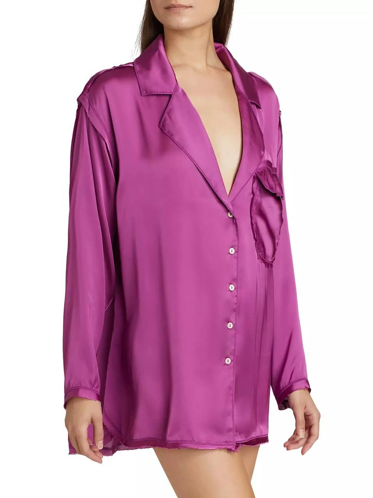 Free People Like Honey Satin Pajama Shirt 4
