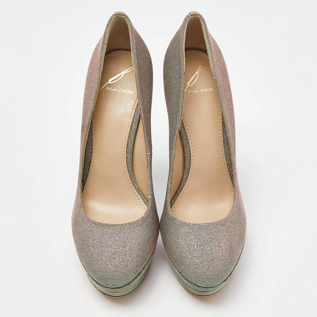 Brian Atwood Brian Atwood Holographic Lurex Fabric Platform Pumps Size 37.5 3