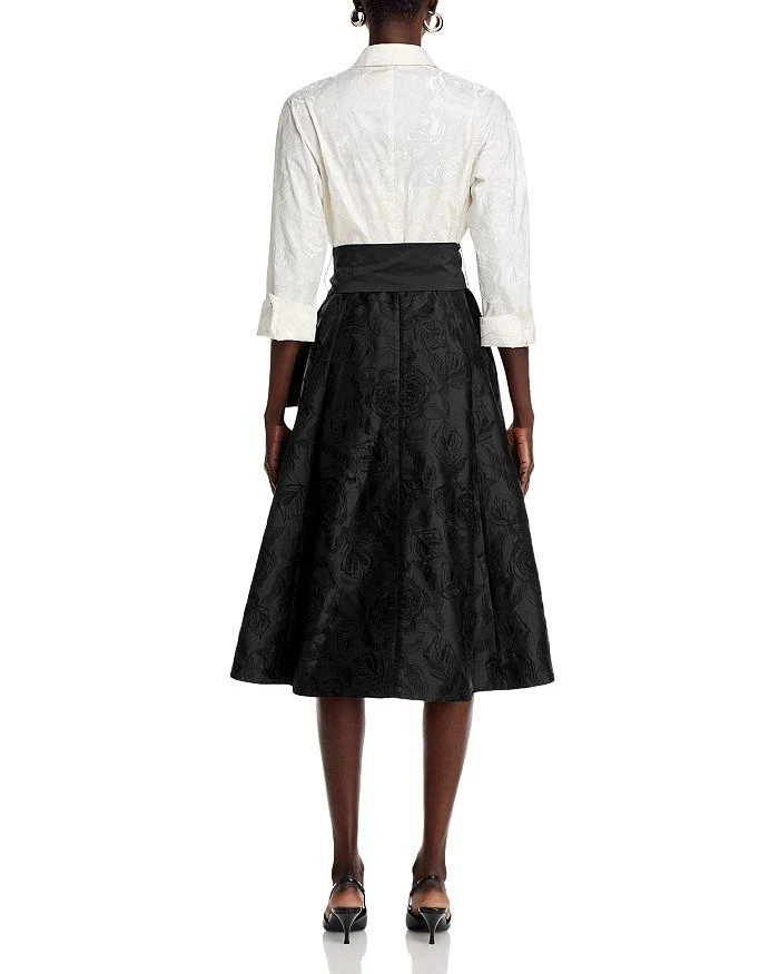 Teri Jon Floral Embroidered Color Block Shirt Dress 4