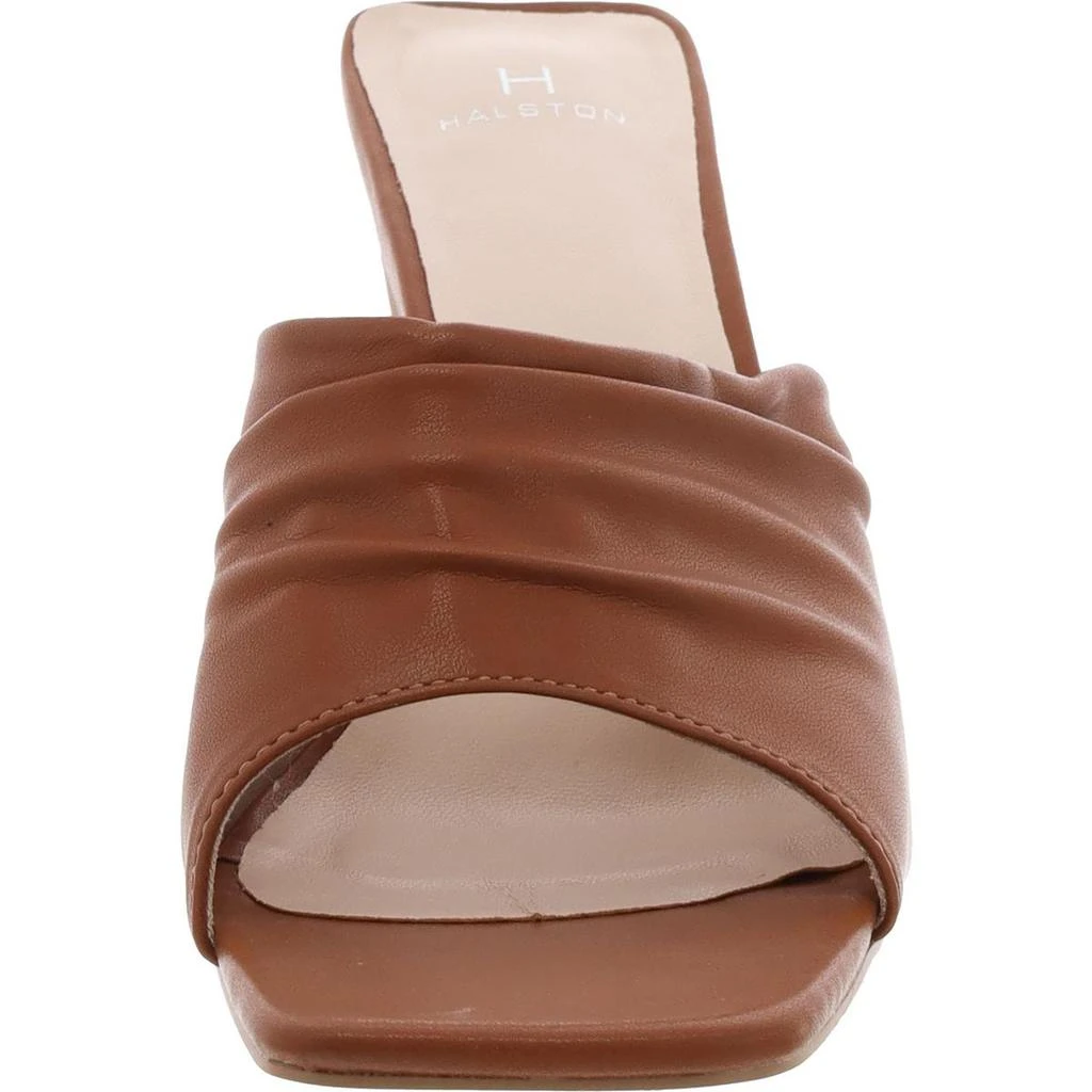 H Halston Luanda Womens Leather Square Toe Slide Sandals 2