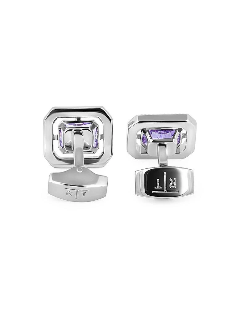 Tateossian Silvertone 
Cubic Zirconia Octagon Cufflinks 3