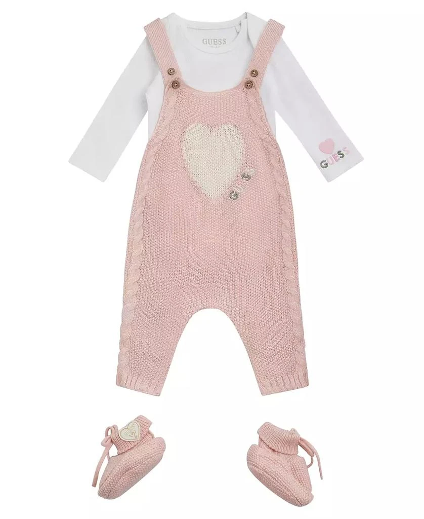 GUESS GUESS Baby Girl Bodysuit, Sweater Coverall and Bootie, 3-Piece Set 1