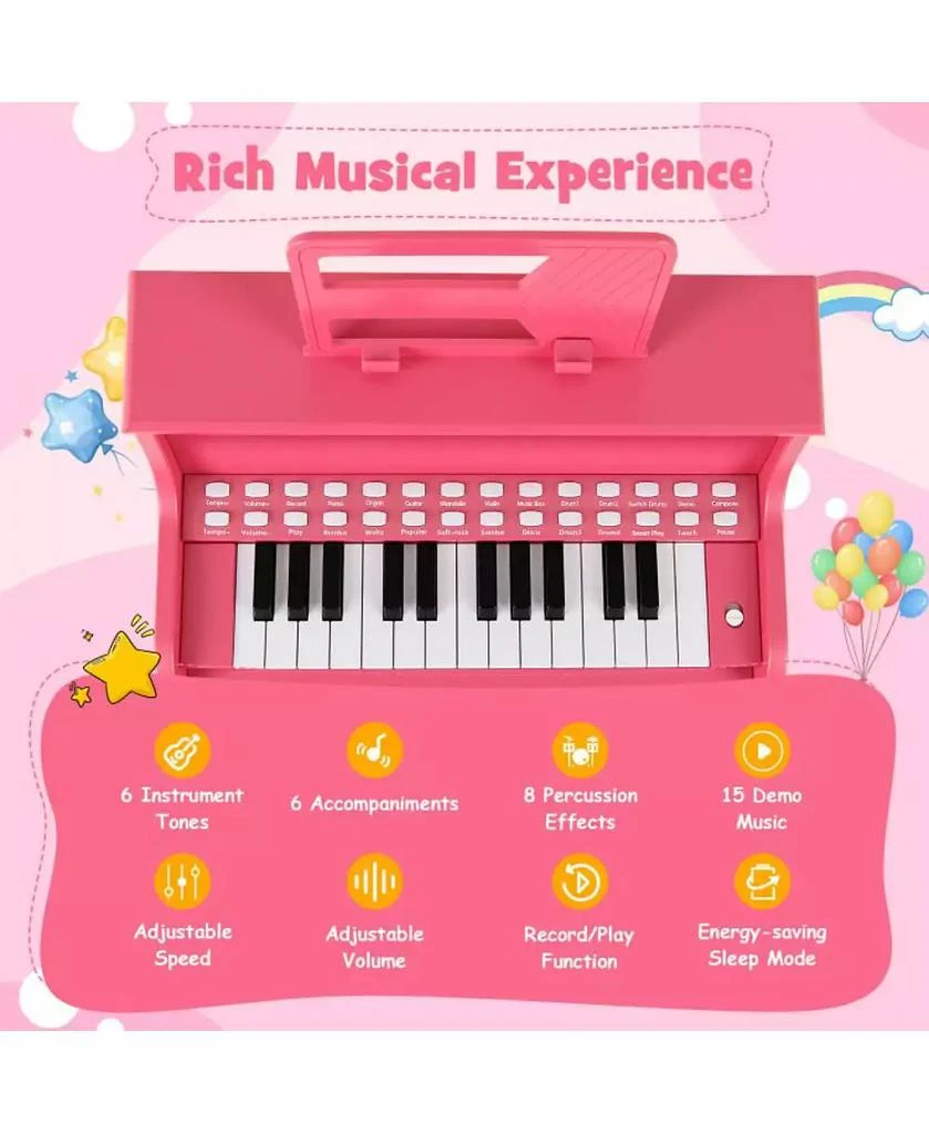 HONGGE Kids Digital Piano Keyboard with Lighted Teaching Mode and Bench for Musical Learning 6