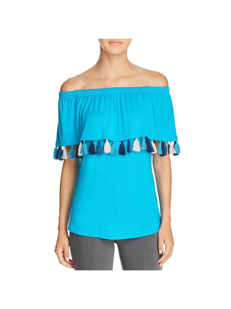 Kim & Cami Womens Jersey Tassel Pullover Top