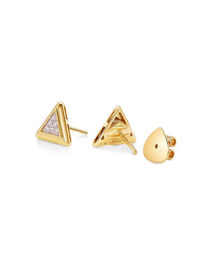 MARINA 18K Yellow Gold Triangolini Diamond Pavé Triangle Stud Earrings 5