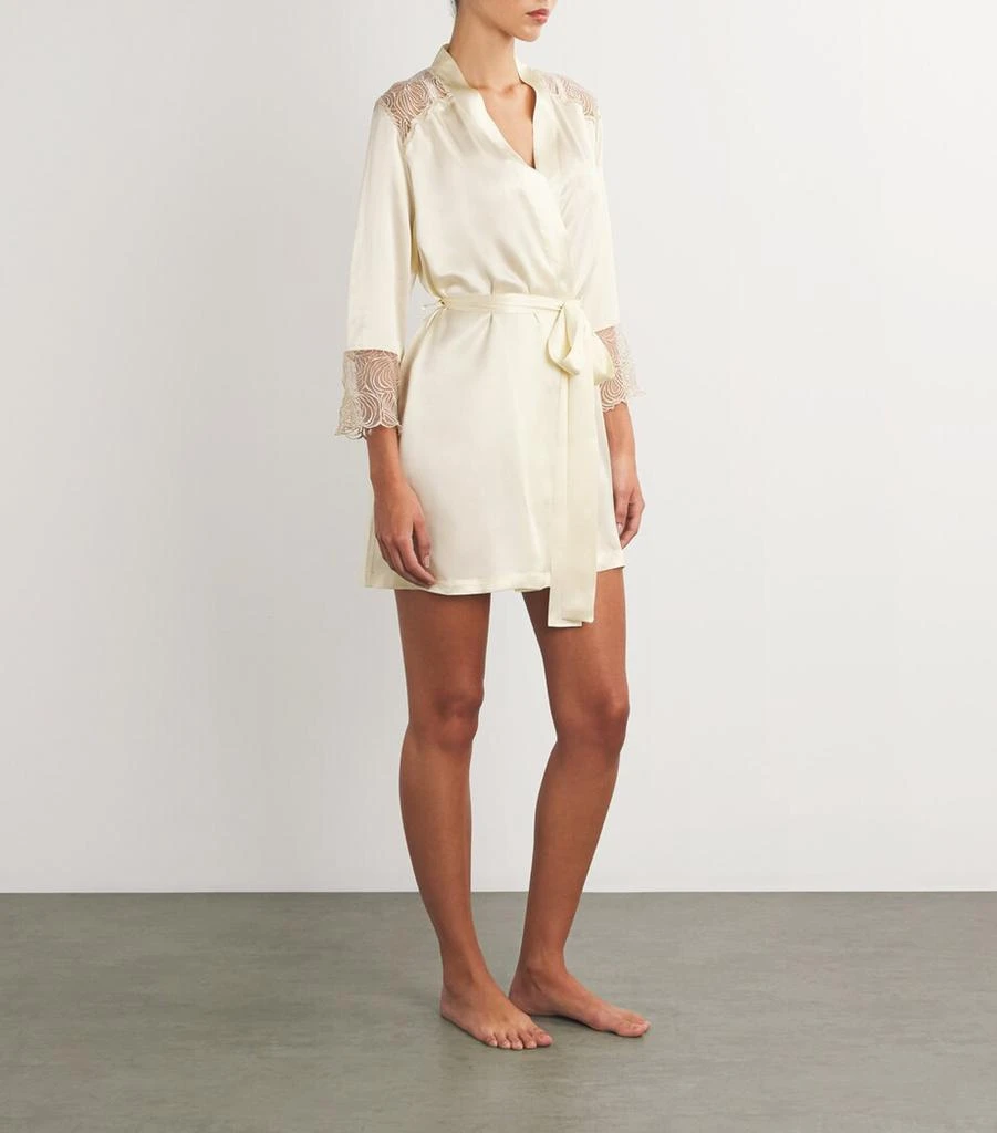 GILDA & PEARL Silk Lace-Trim Short Robe 2