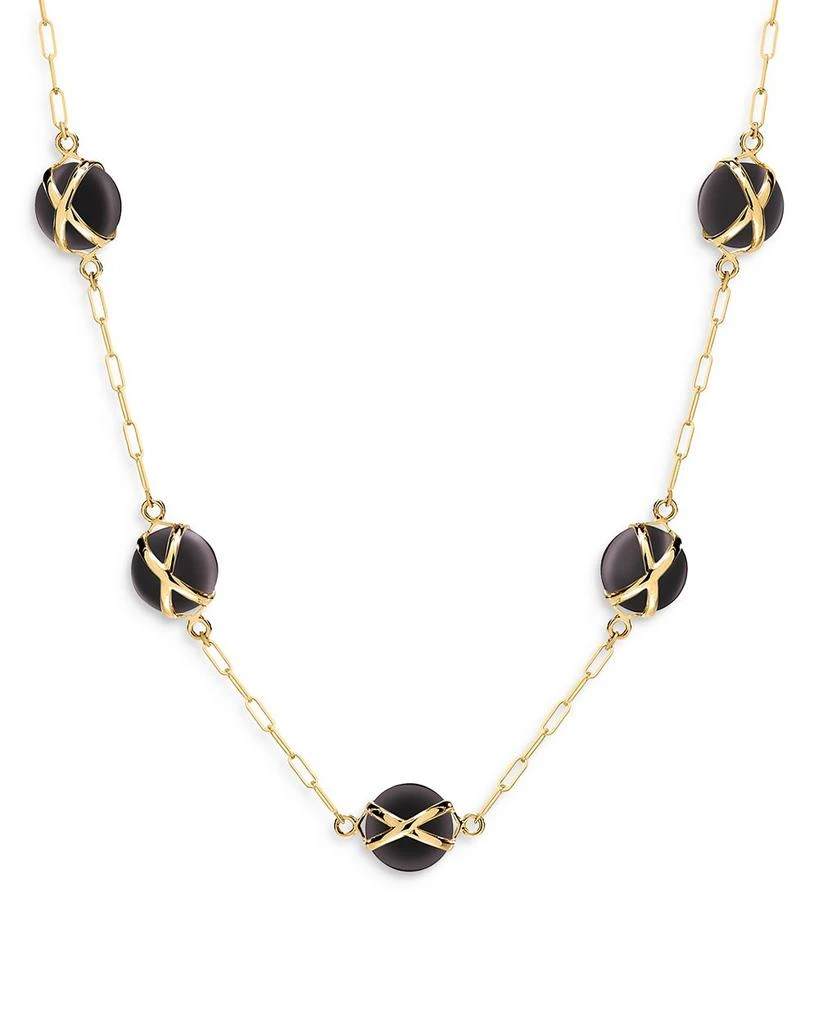 L. Klein 18K Yellow Gold Prisma Black Agate Paperclip Chain Necklace, 16" 1