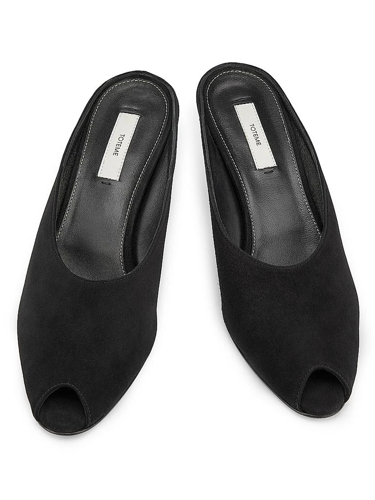 Totême 75MM Velvet Peep-Toe Wedge Mules 4