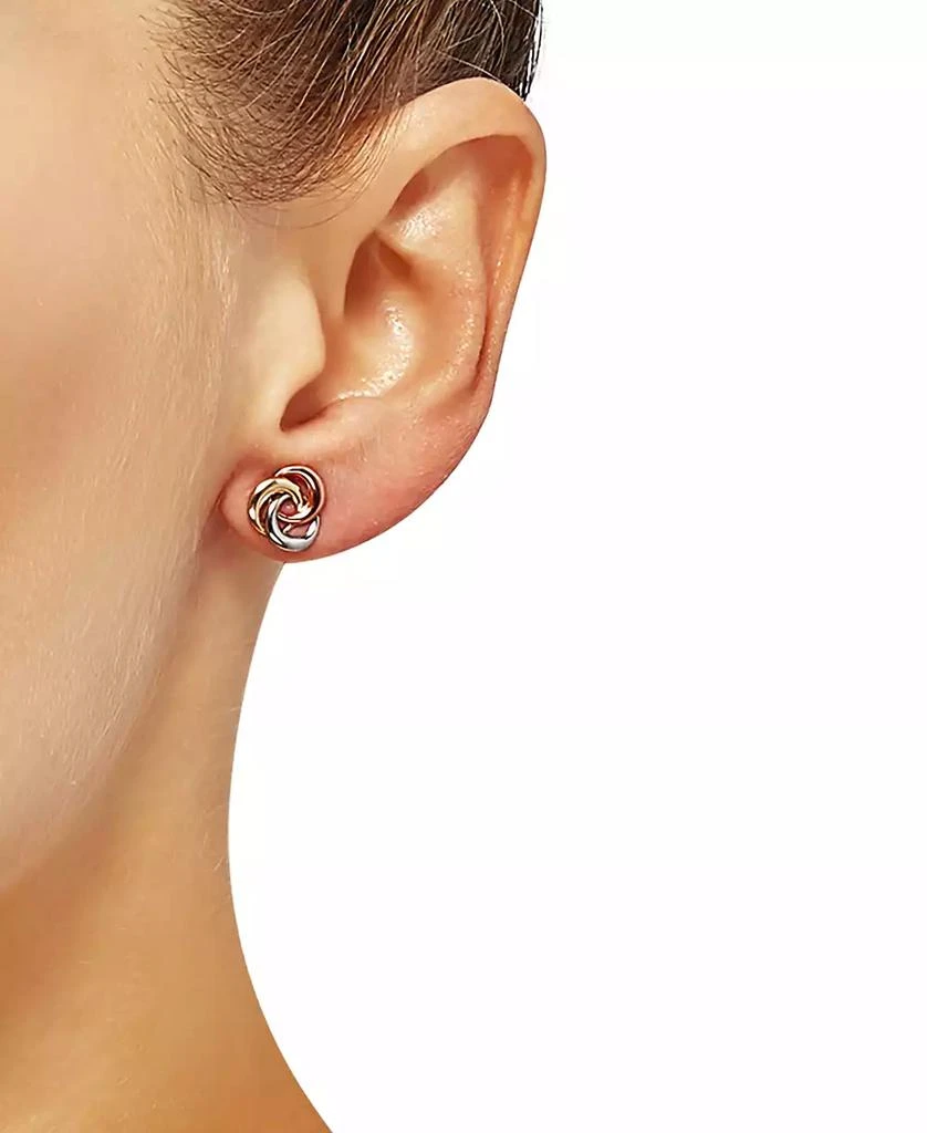 Macy's Tricolor Love Knot Stud Earrings in 10k Gold, White Gold & Rose Gold 2