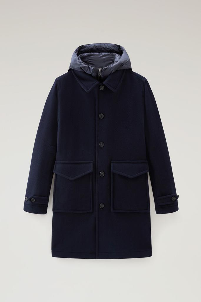 Woolrich Coat in Recycled Italian Wool Blend - Men - Blue