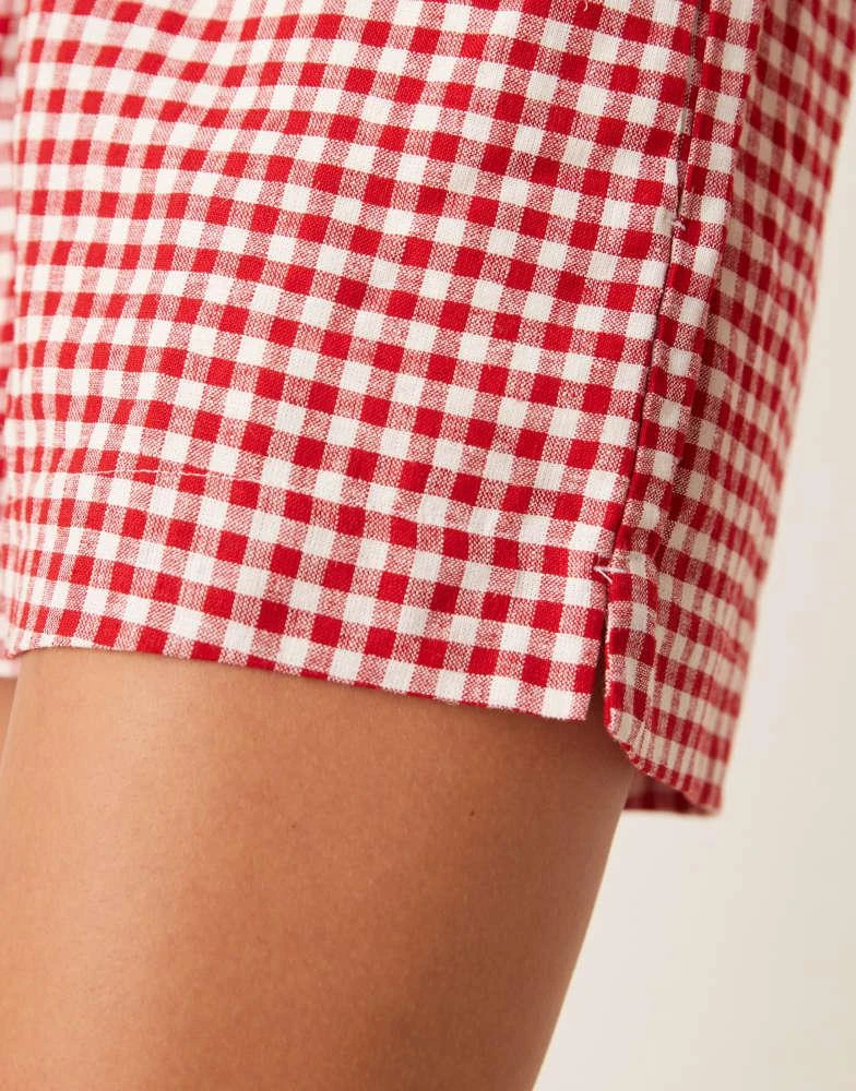 Abercrombie & Fitch Abercrombie & Fitch tie waist linen shorts in red gingham 4